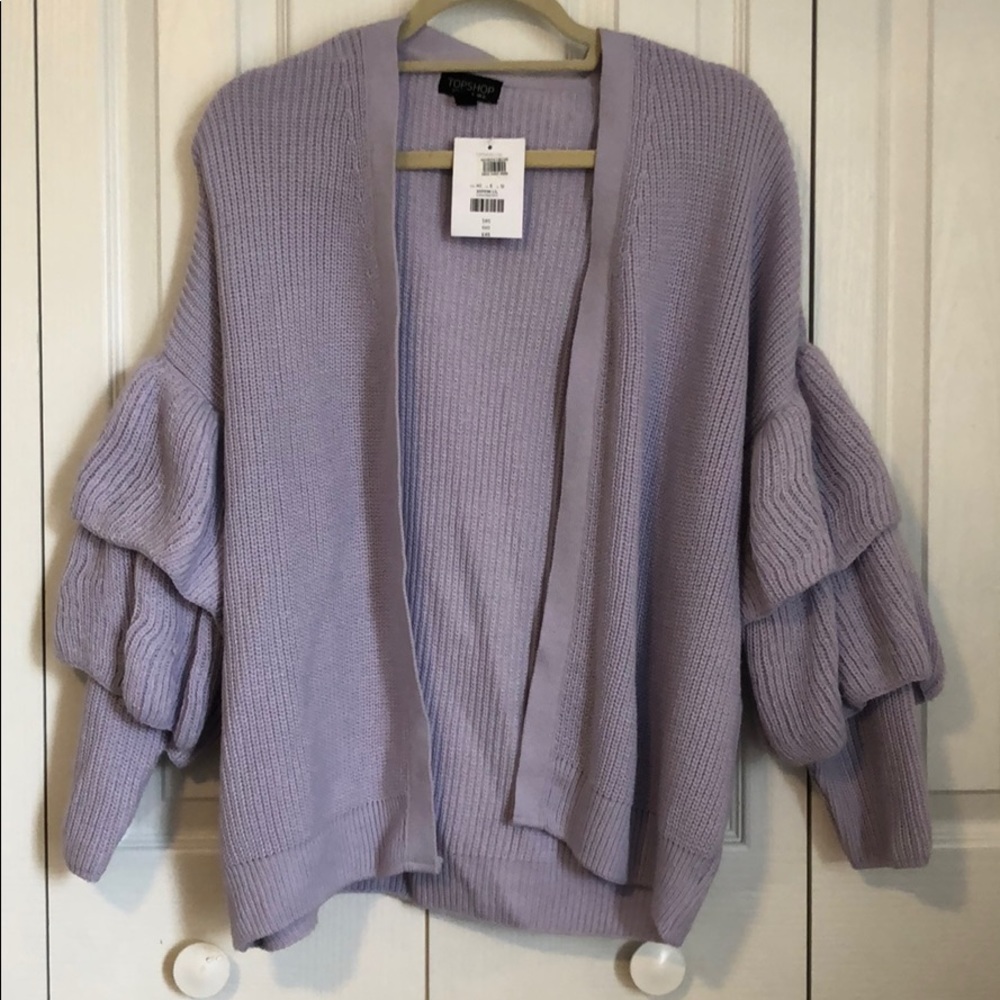 NWT Topshop Ruffle Sleeve Lavender Cardigan